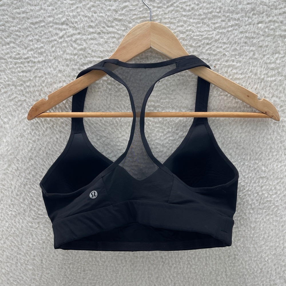 Lululemon Sports Bra Size 8 Black Mesh Back Yoga Gym Workout Athleisure
